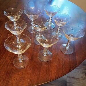 Glassware, Candlewick, Champagne Coupes, Set of 9